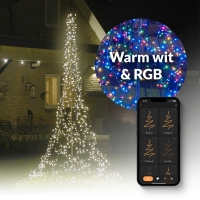 Slimme Vlaggenmast Kerstboom warmwit & multicolor - 1200 leds