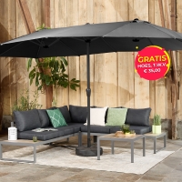 909 Outdoor Dubbele Parasol met Hoes